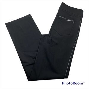 NYGARD black knit straight leg dress pant with leather piping Size XS (2-4)